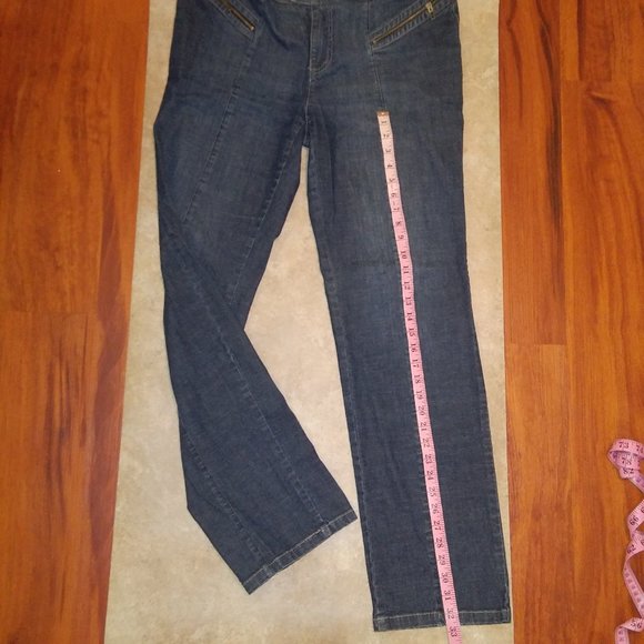 Womens Bandolino Stretch Jeans Sz 12 Denim Dark Wash Zipper Pockets Front Seam - Picture 7 of 8